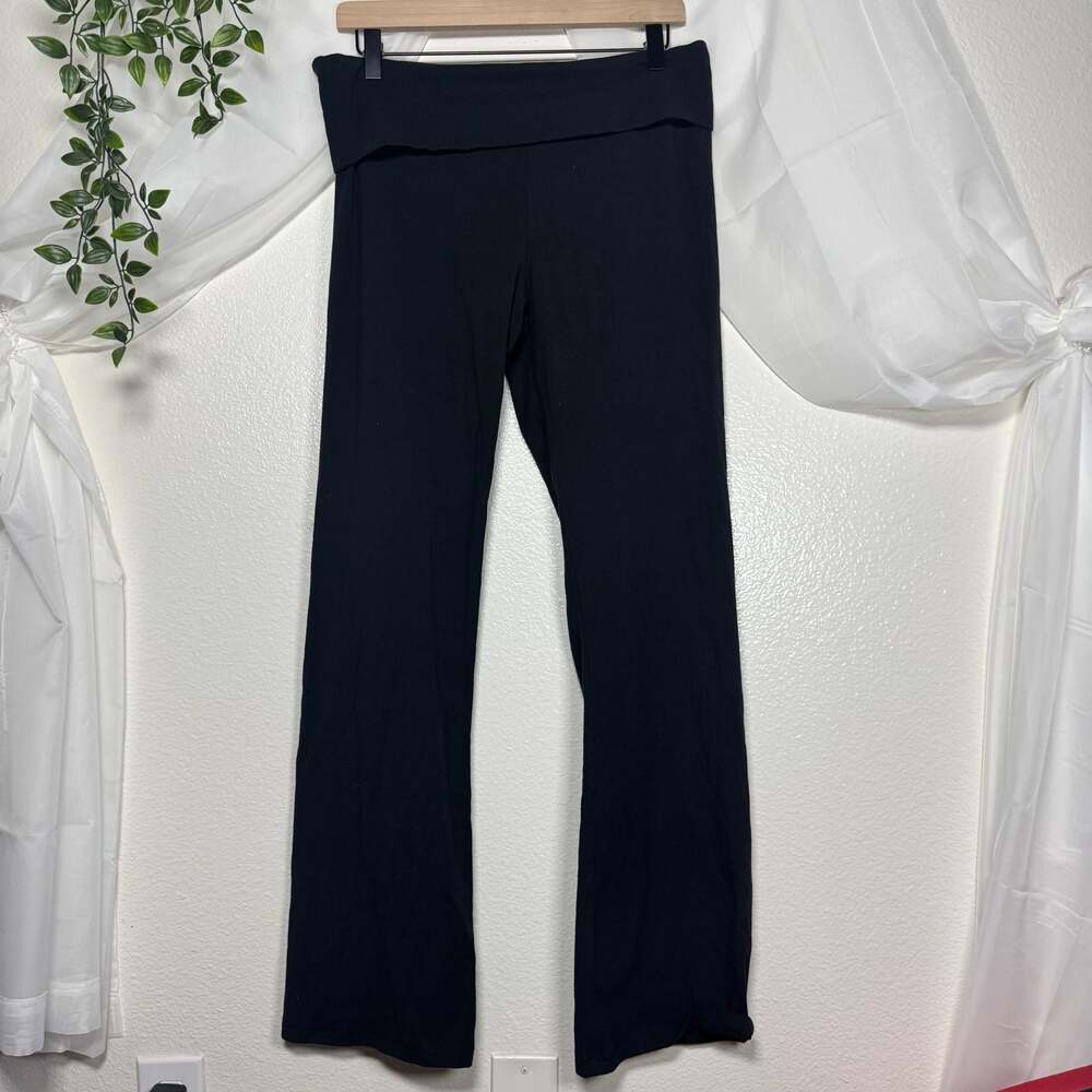 Victoria's Secret Fold-Over Black Flare Yoga Pants Leggings Y2K Inspo